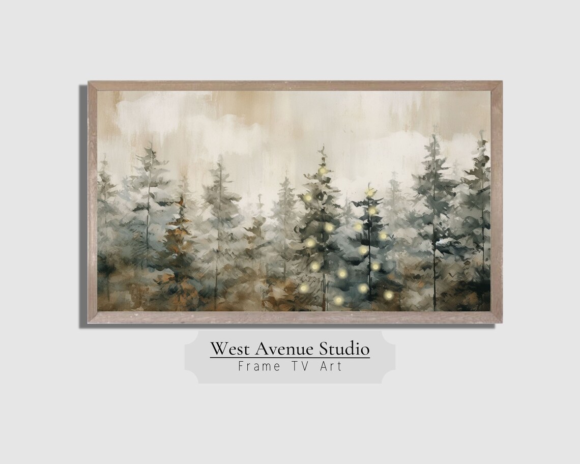 Christmas Tree Neutral Winter Pines Art Print