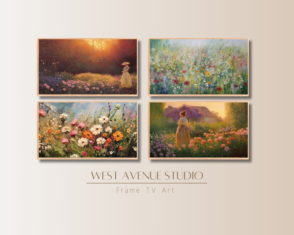Summer Wildflower Garden Bundle Four Floral Paintings Blooming Meadow Poster