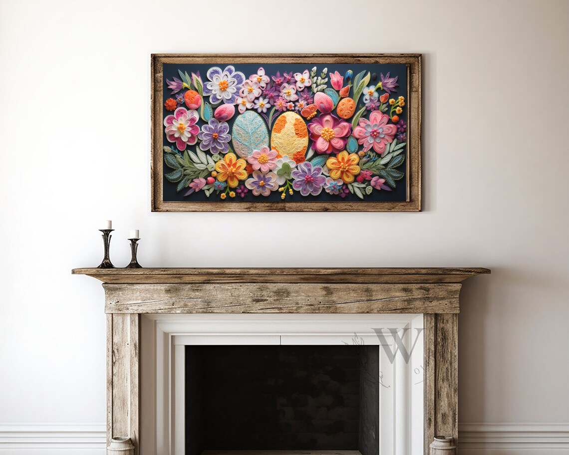 Quilled Easter Eggs With Blooming Flowers Pastel Spring Craft Art Poster - Image 4