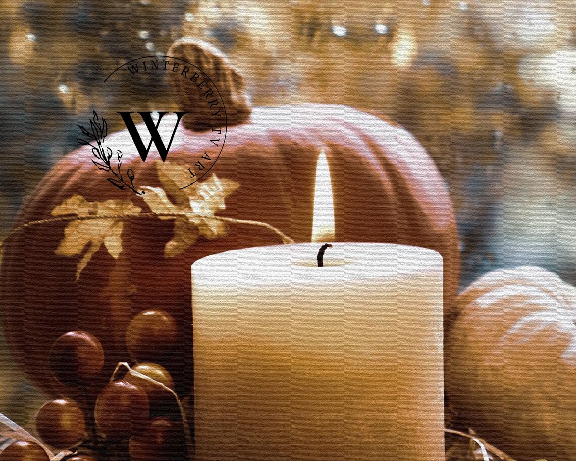 Fall TV Art Frame, Textured Autumn Pumpkin Decor - Image 3