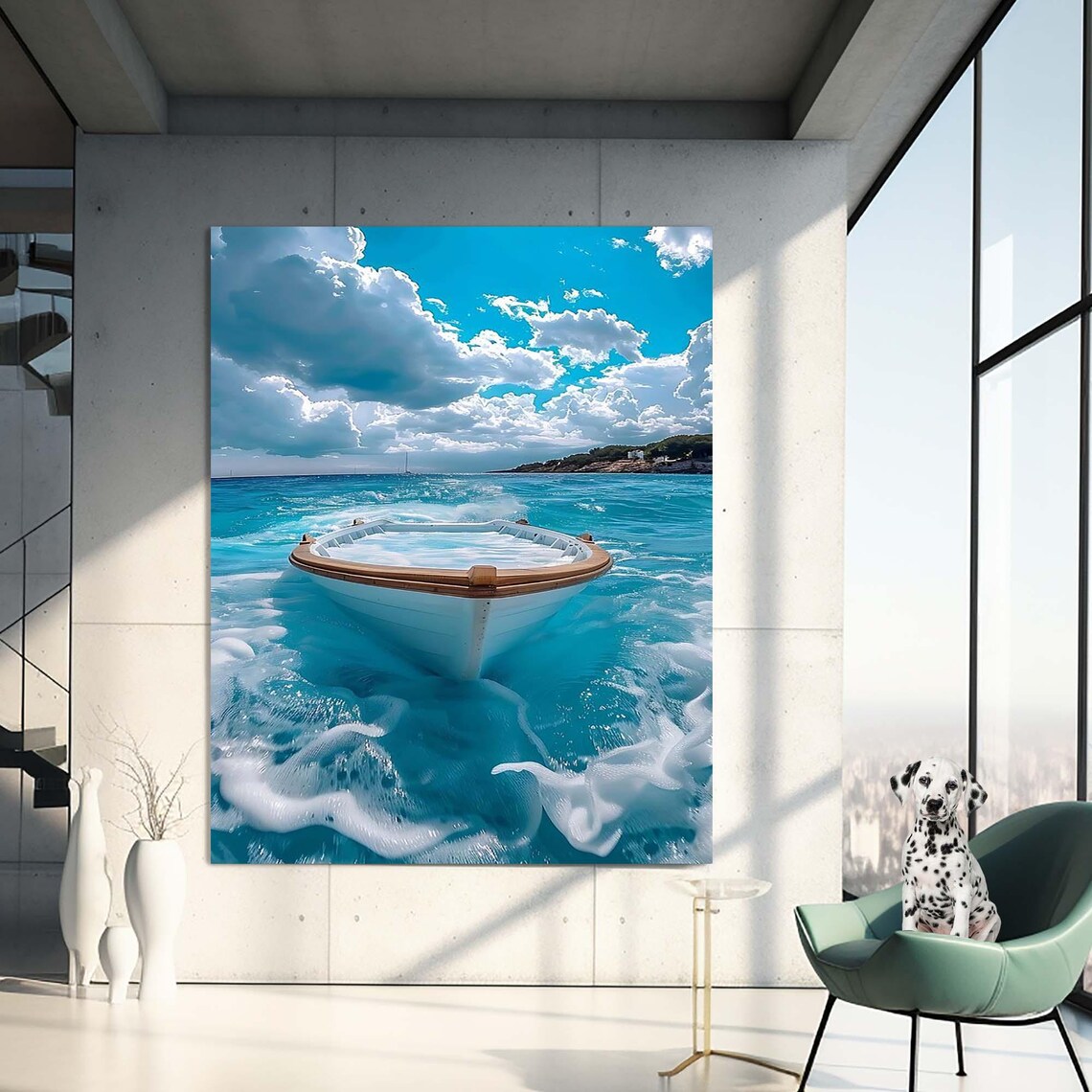 Wave and Sea Themed Wall Art Print, Blue Landscape - Image 2