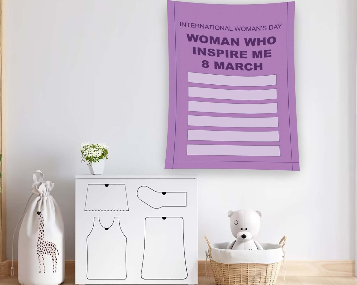 Womans Day 8 March Inspiring Women Purple Quote Tapestry Wall Art