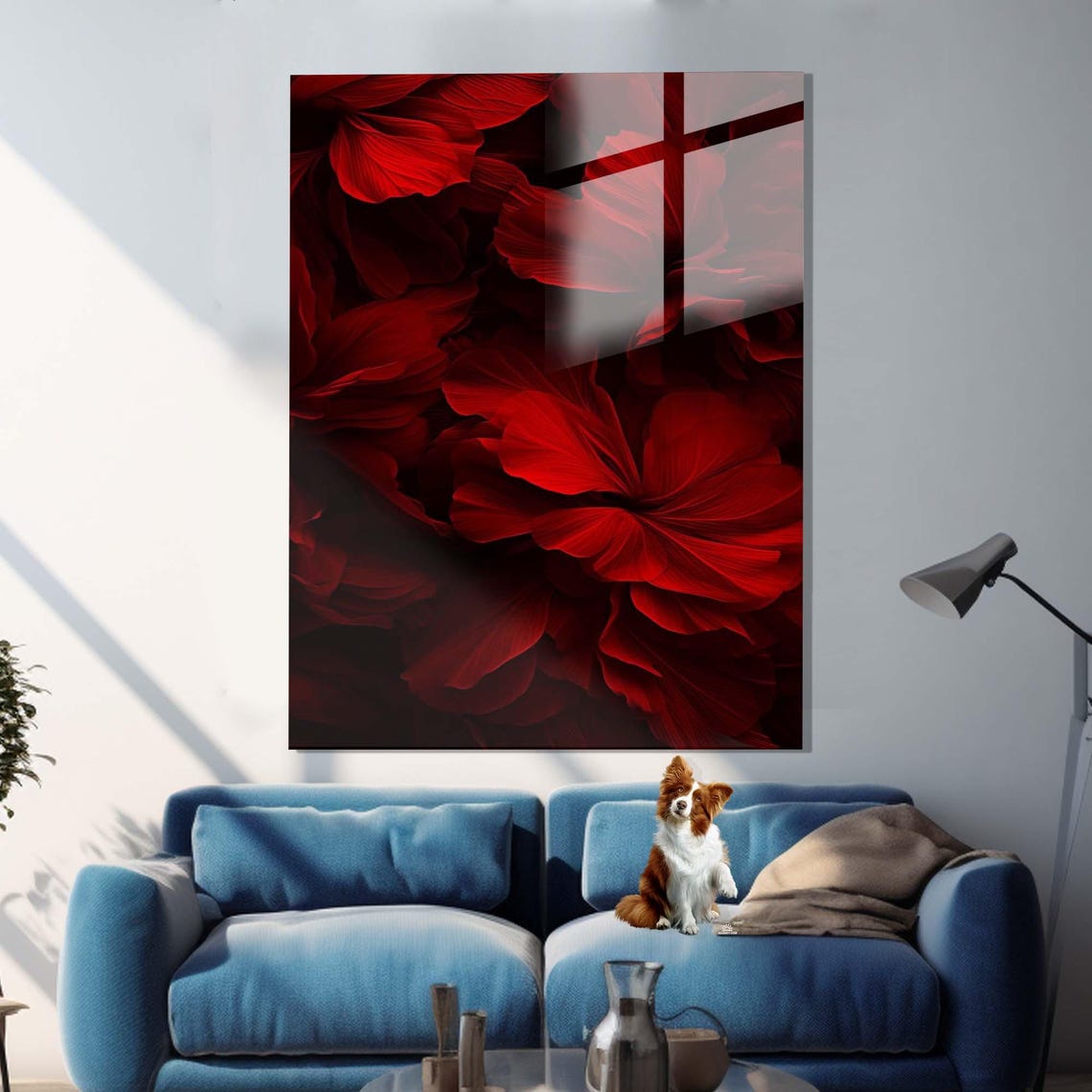 Dark Red Flower Petals Close Up Moody Botanical Abstract Wall Art - Image 2