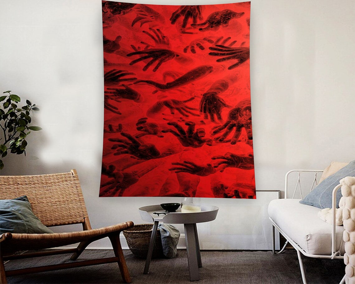 Red Black Horror Hands Reaching Gothic Dark Creepy Spooky Art Poster - Image 2