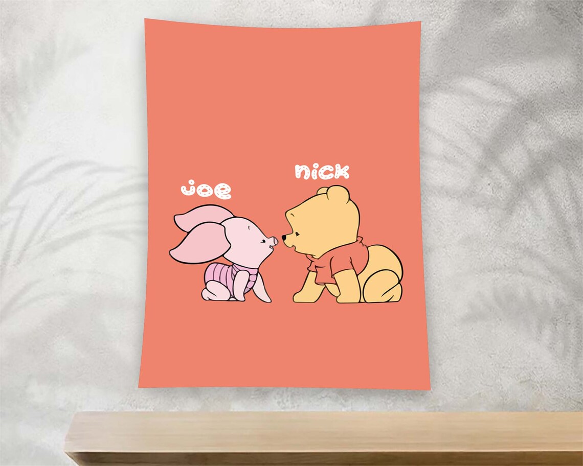 Winnie The Pooh Piglet Best Friends Personalized Name Coral Poster
