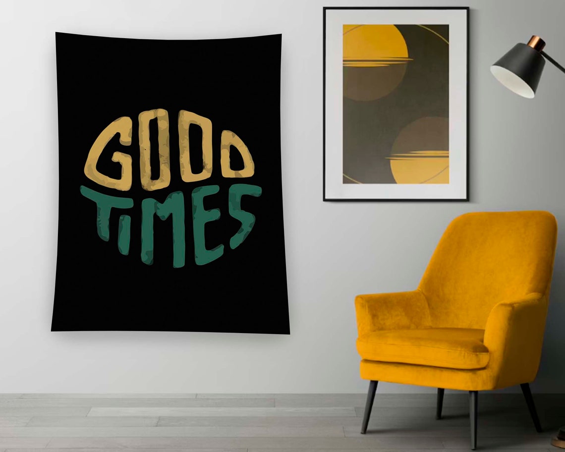Black Good Times Retro Quote Lettering Wall Hanging Tapestry Wall Art - Image 2