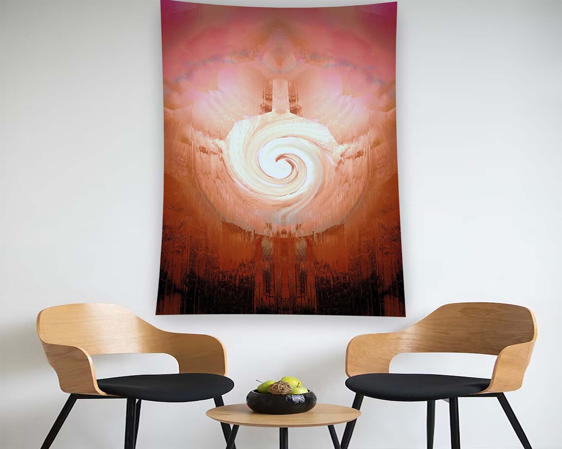 Burnt Orange Swirl Abstract Fire Dream Symmetric Modern Digital Poster