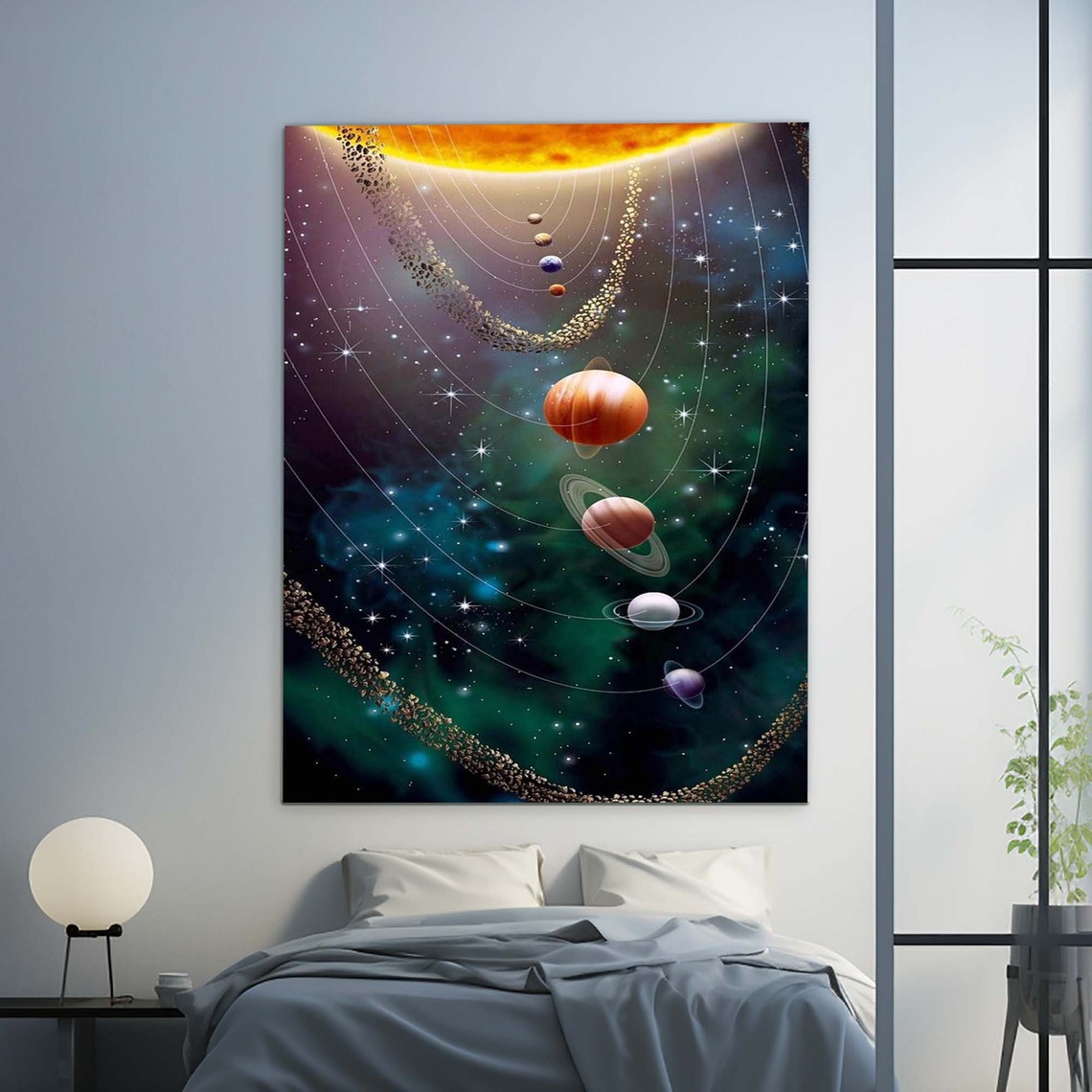 Solar System Planets Sun Orbits Stars Galaxy Space Art Wall Poster
