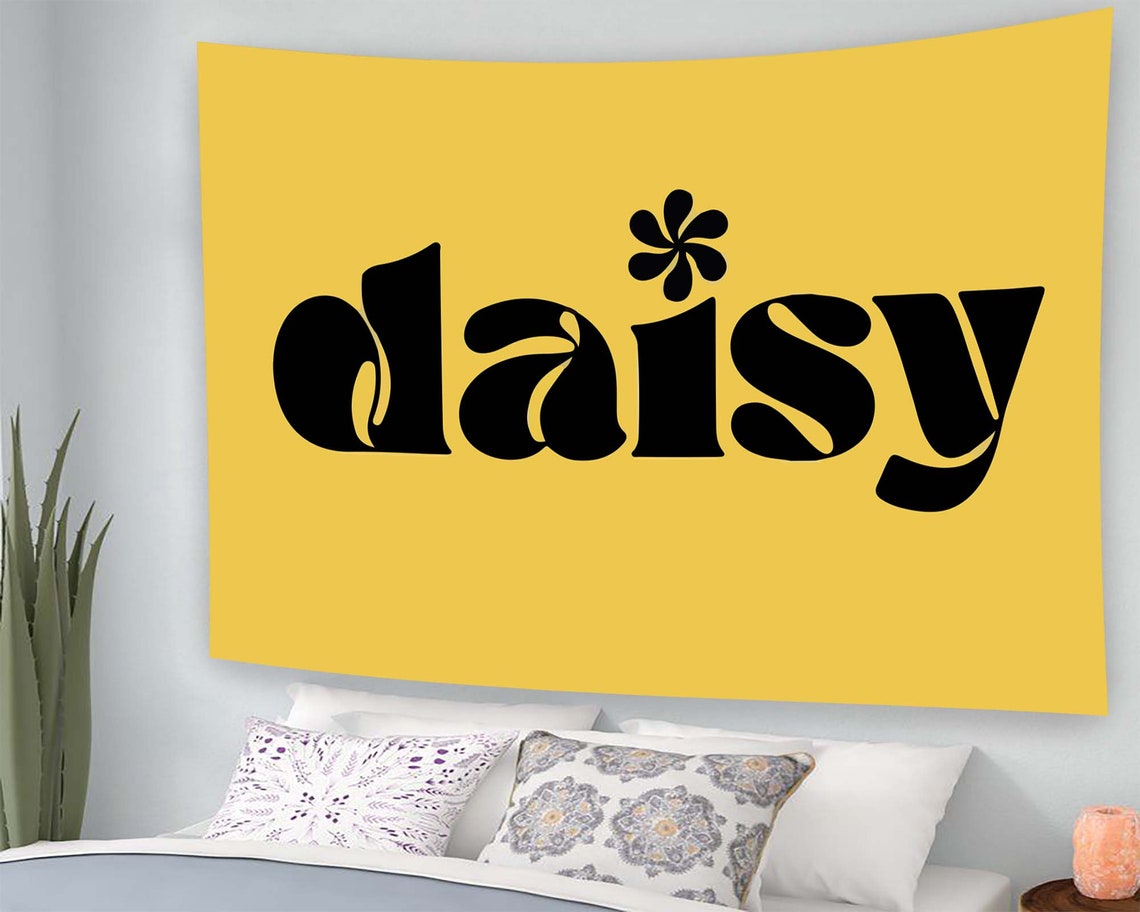 Daisy Retro Bold Typography Yellow Flower Minimalist Name Wall Art - Image 2