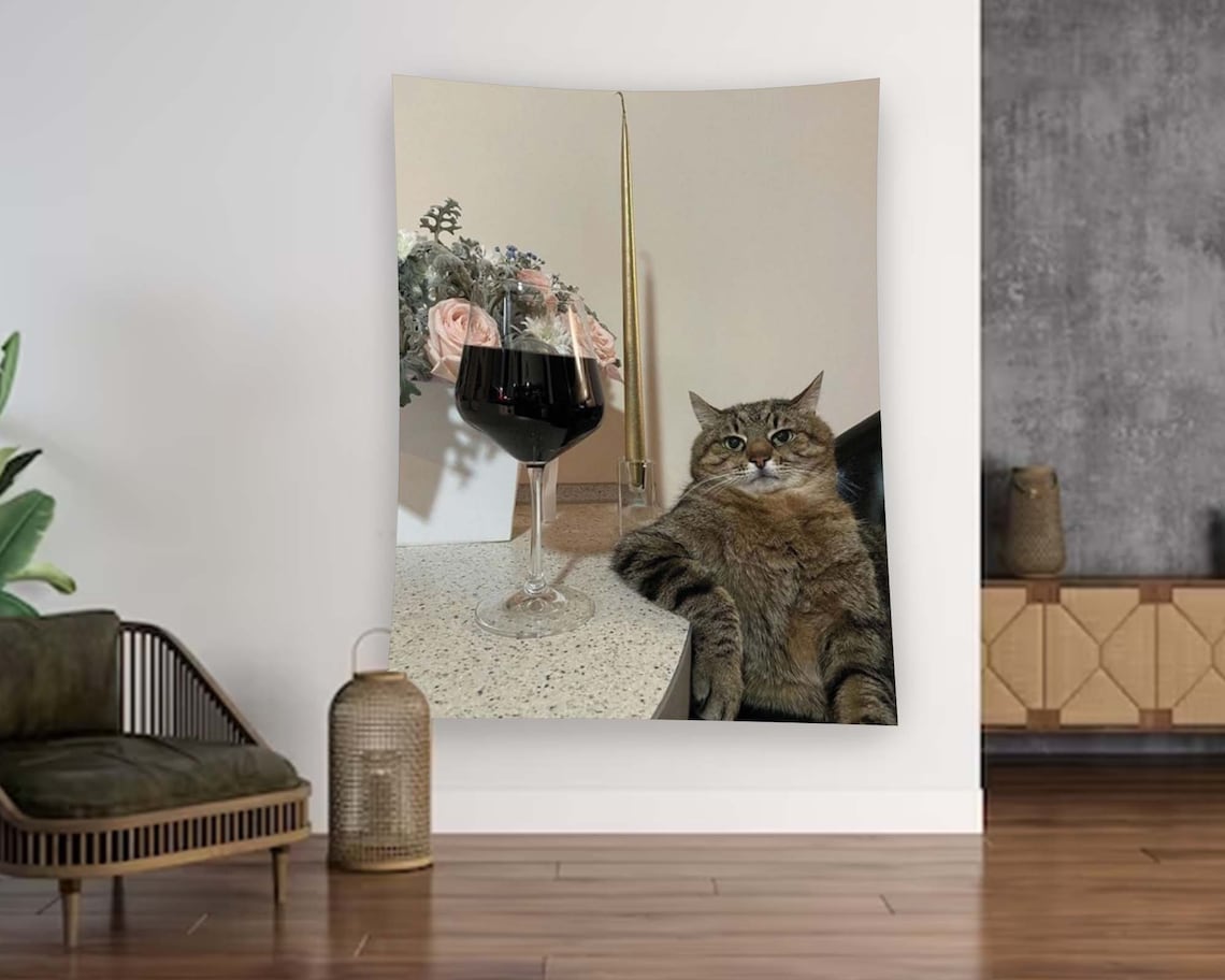 Cat Meme Minimalist Art Print for Girl Bedroom