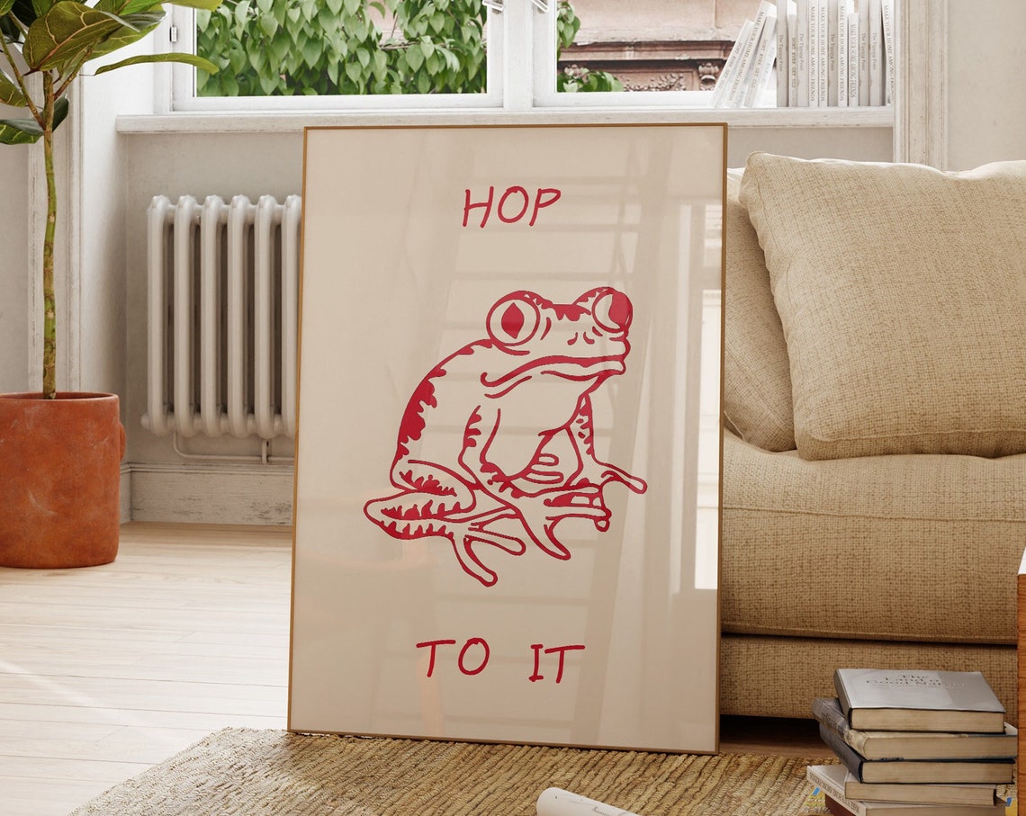 Minimalist Frog Print Funny Frog Art Toad Wall Art Trendy Frog Poster Cute Frog Print Positive Motivation Art 1 Print