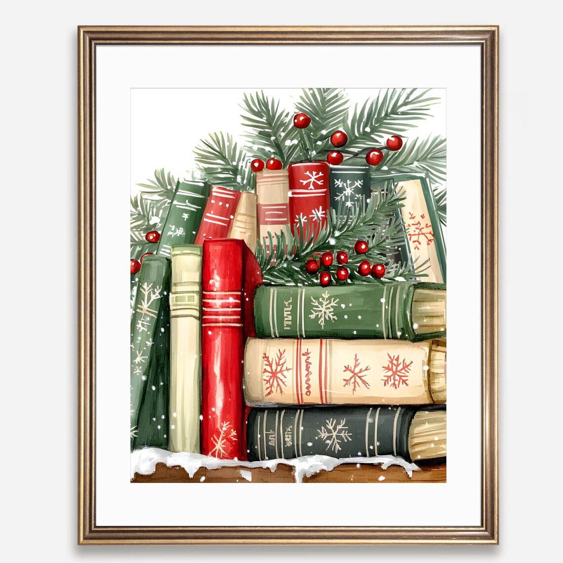 Winter Reading Holiday Books Art Print, Home Library