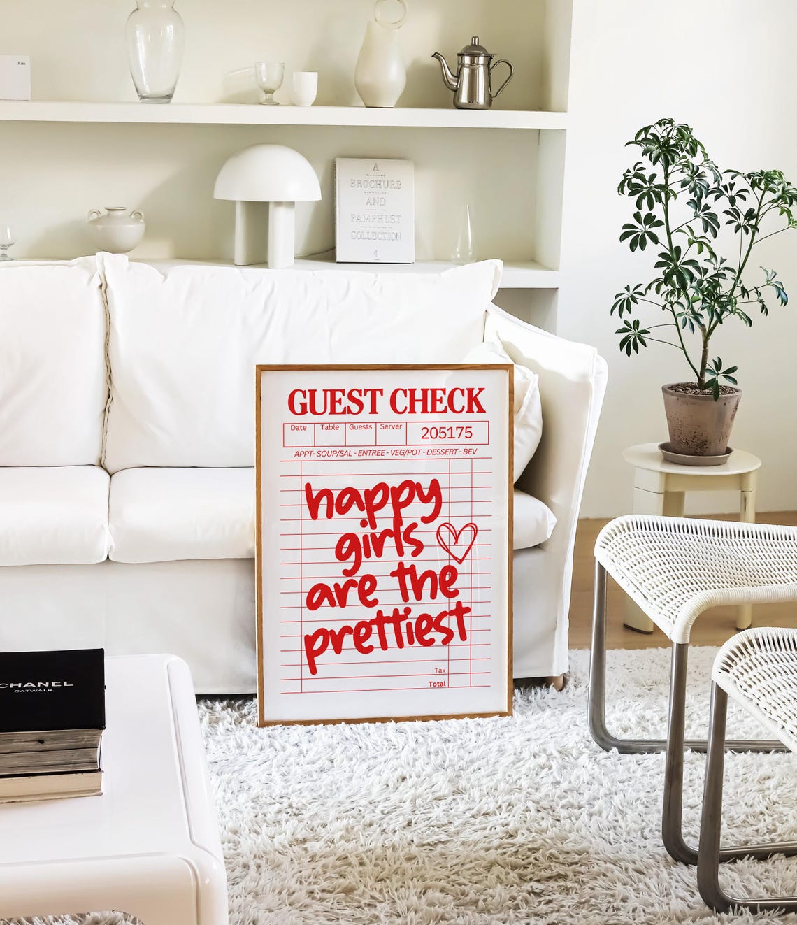 Happy Girls Are The Prettiest Guest Check Red Kitchen Poster - Image 4