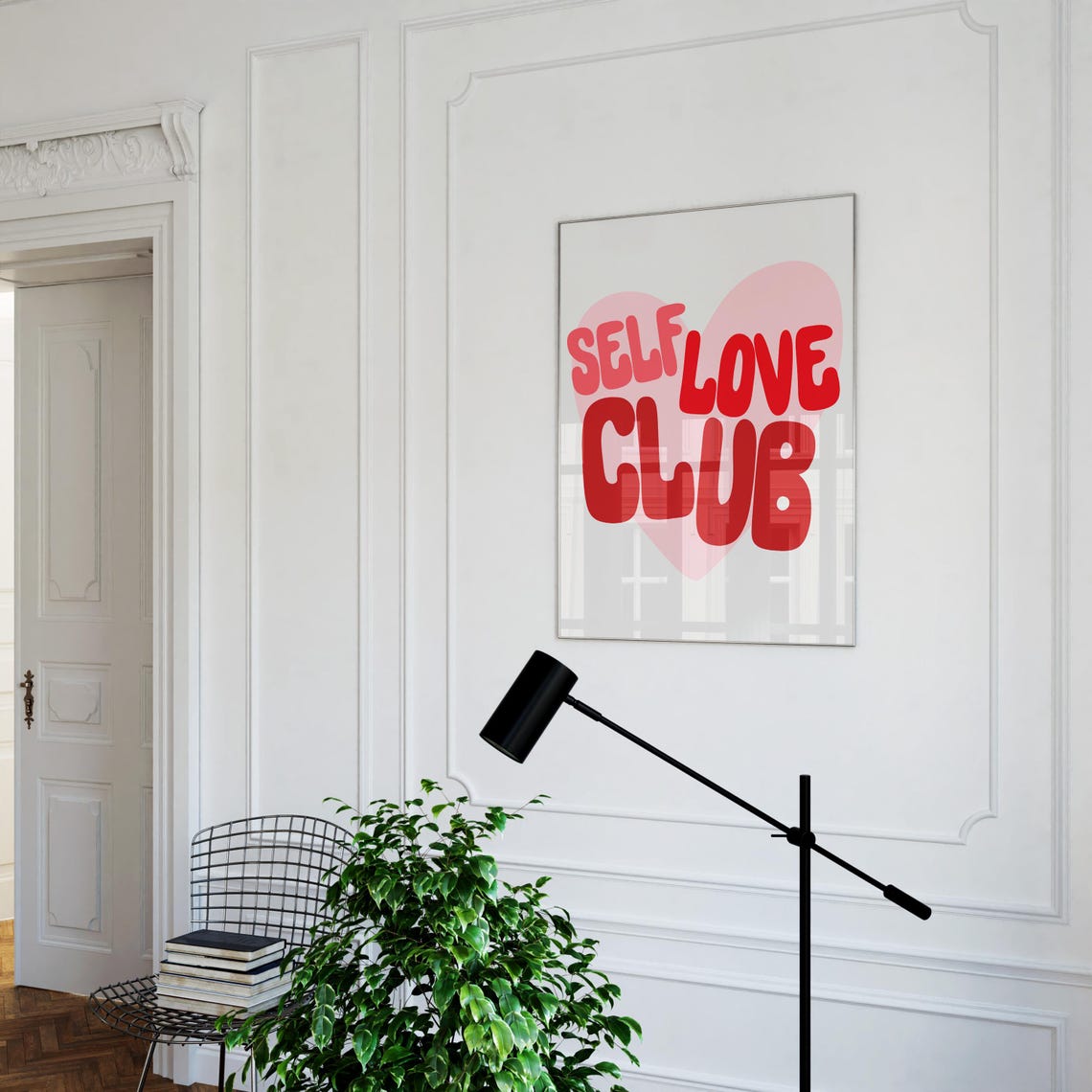 Self Love Club Retro Red Bubble Letters Heart Typography Poster - Image 2