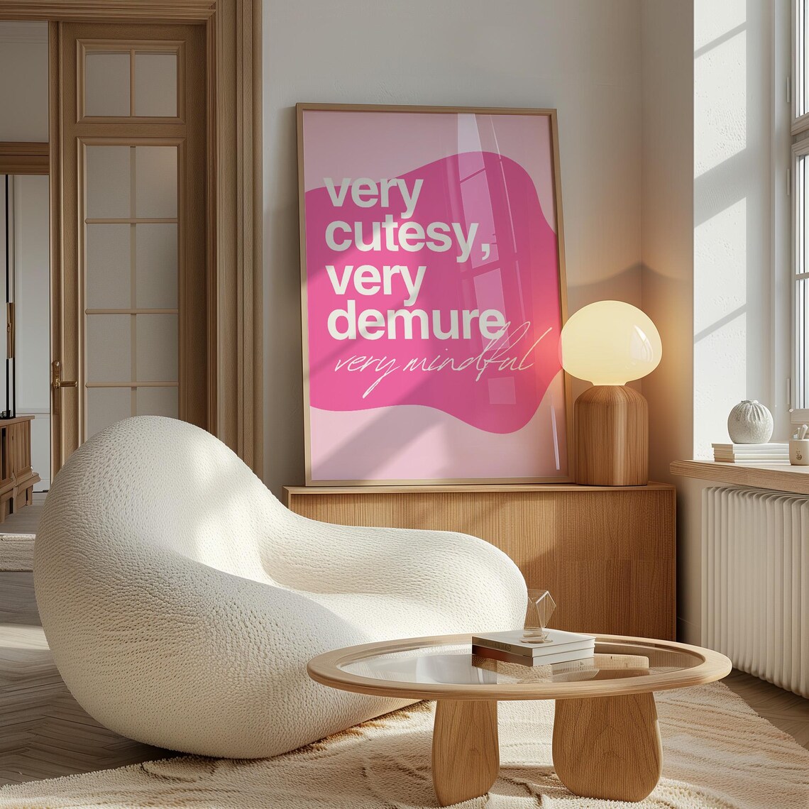 Very Demure Very Cutesy Typography Quote Art Print - Image 2
