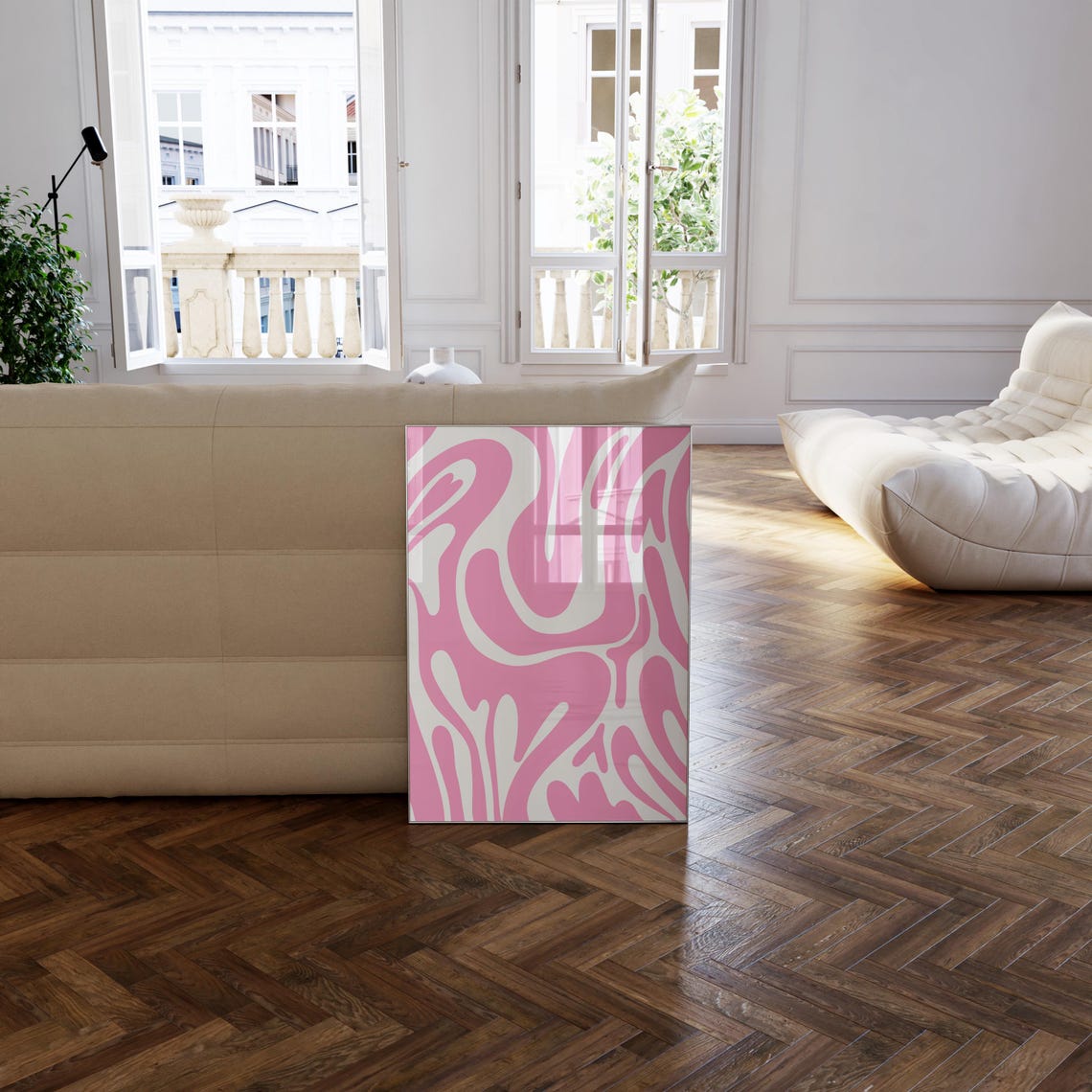 Pink Wavy Groovy Abstract Swirl Modern Minimalist Art Poster - Image 4