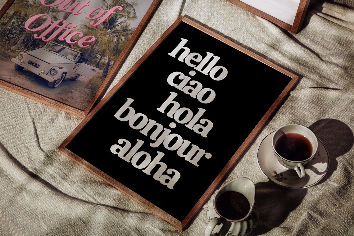 Hello Ciao Hola Bonjour Aloha Typography Poster - Image 2