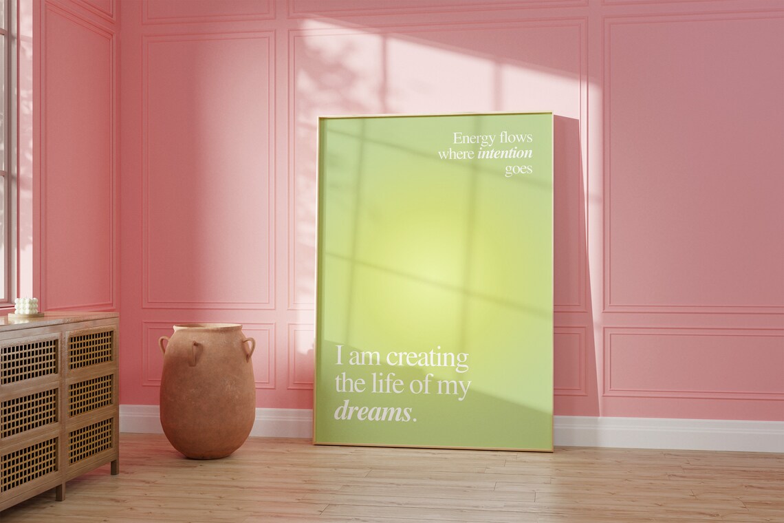Aura Affirmation Quote Art Print, Green Gradient Decor - Image 3