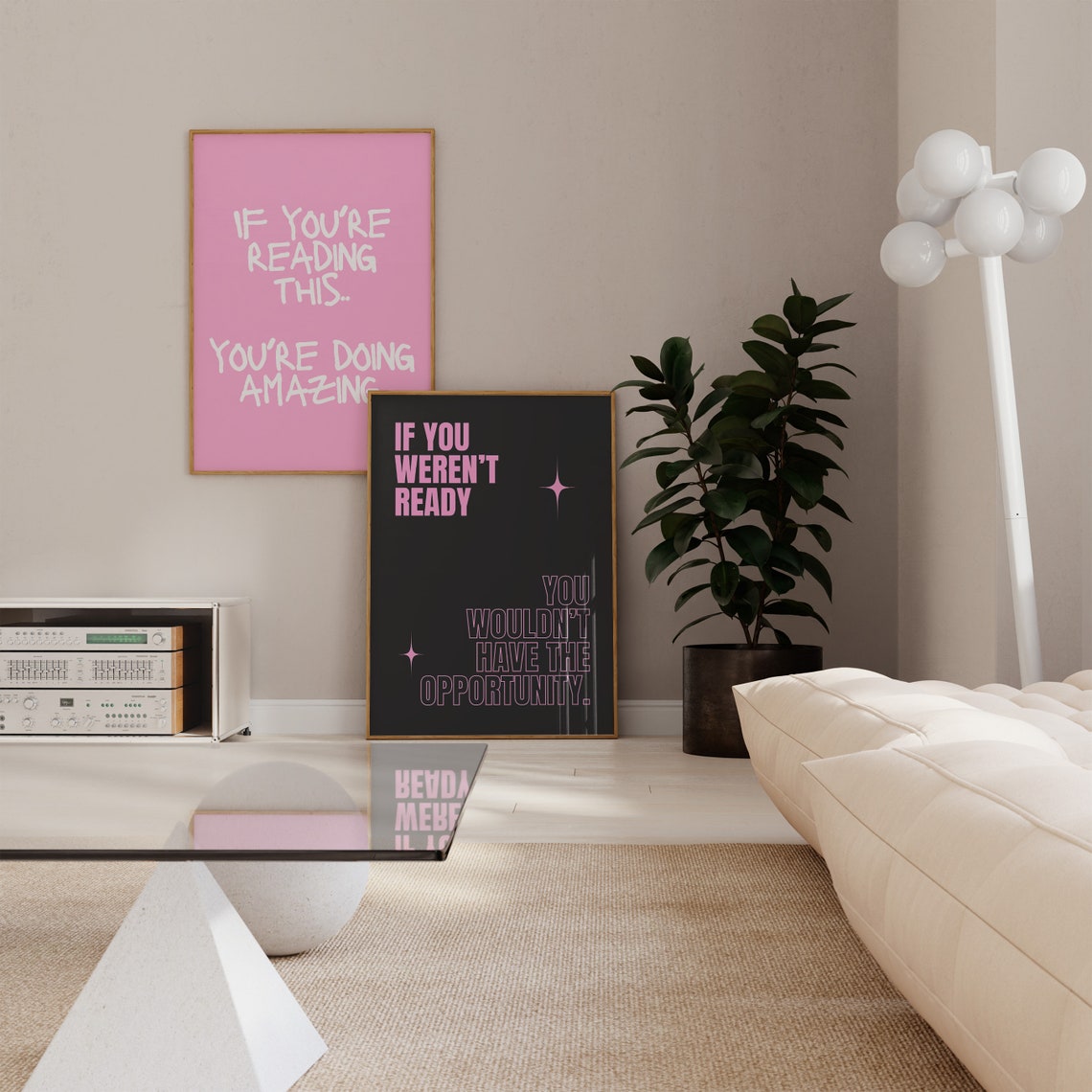 If You Weren't Ready Pink on Black Motivational Star Quote Poster - Image 3