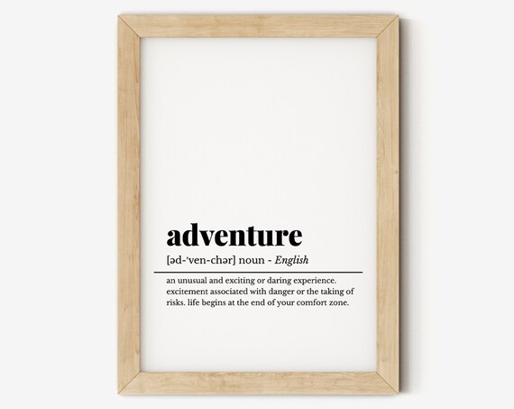 Adventure Definition Dictionary Art Travel Quote Wanderlust Wall Poster