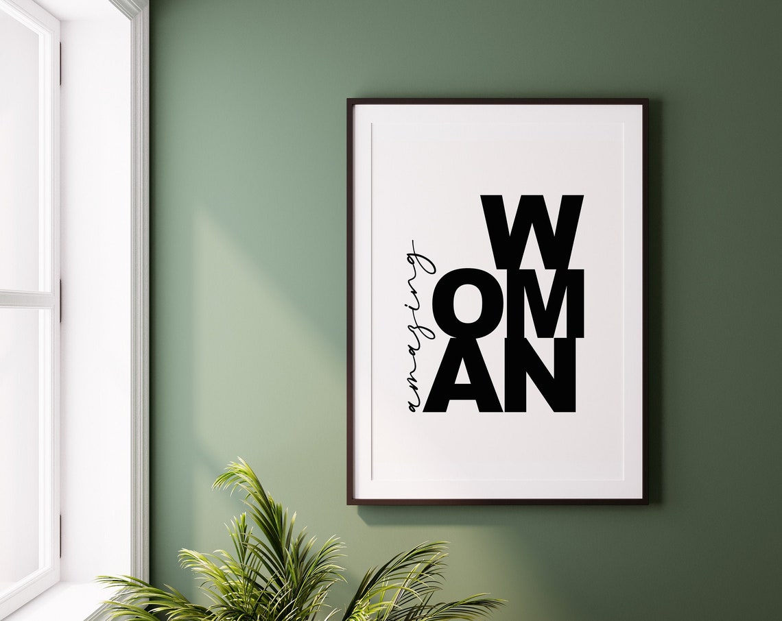 Amazing Woman Bold Typography Feminist Empowerment Gift Wall Art - Image 2