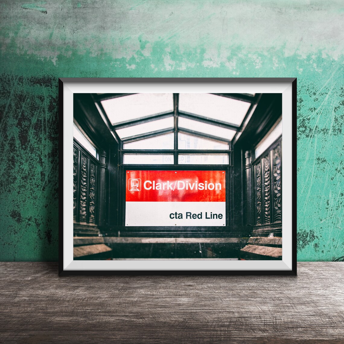 Clark Division CTA Sign, Gold Coast Chicago Travel Poster