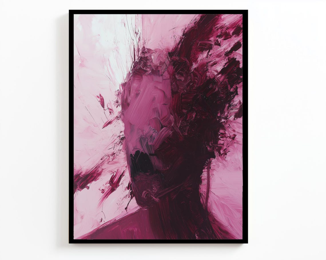 Magenta Pink Abstract Impasto Texture Bold Modern Art Poster - Image 4