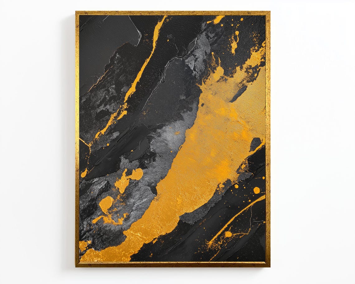Black Gold Abstract Marble Art Modern Luxury Textured Wall Poster - Image 4