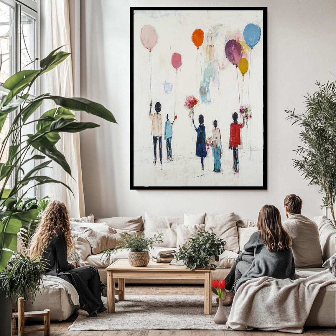 Balloon People Abstract Minimalist Kids Room Nursery Colorful Poster - Image 3