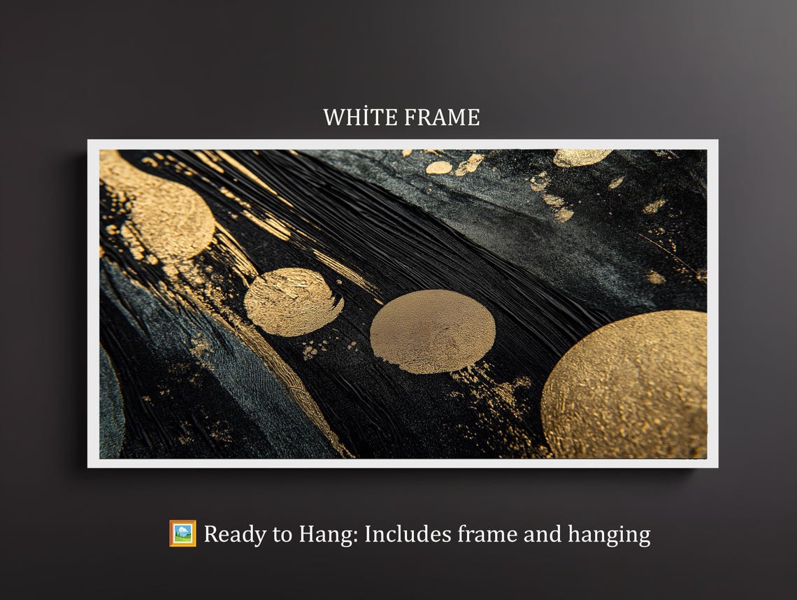 Black And Gold Circles Abstract Luxurious Metallic Modern Wall Poster - Image 3
