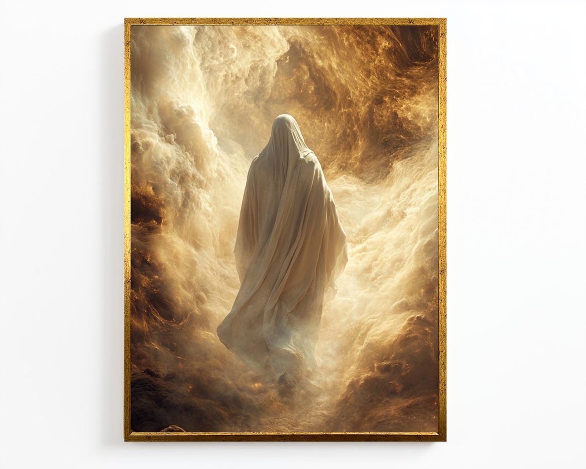 Jesus Christ Entering Heavenly Golden Clouds Mystical Religious Poster - Image 4