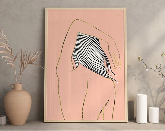 Female Back Line Art Woman Back Line Art Positive Ladys Back Print Minimal Line Art Woman Back Female Back Print Art