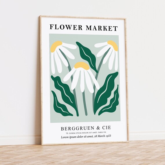 Flower Market Daisy Bergruen Cie Botanical French Kitchen Wall Art
