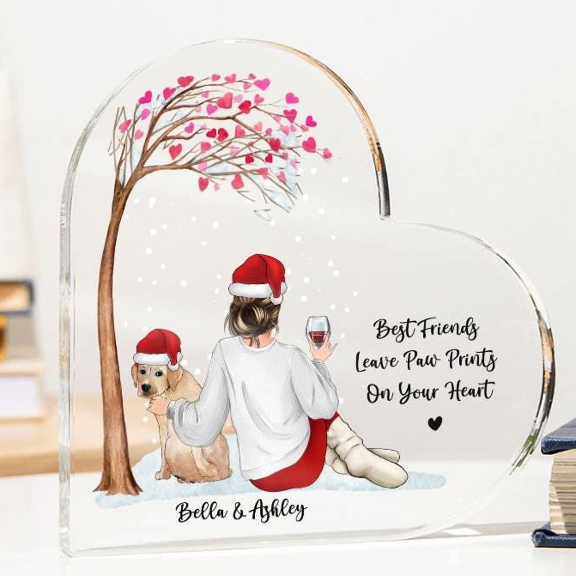 Personalized Dog Mum Christmas Acrylic Heart Plaque Gift Print