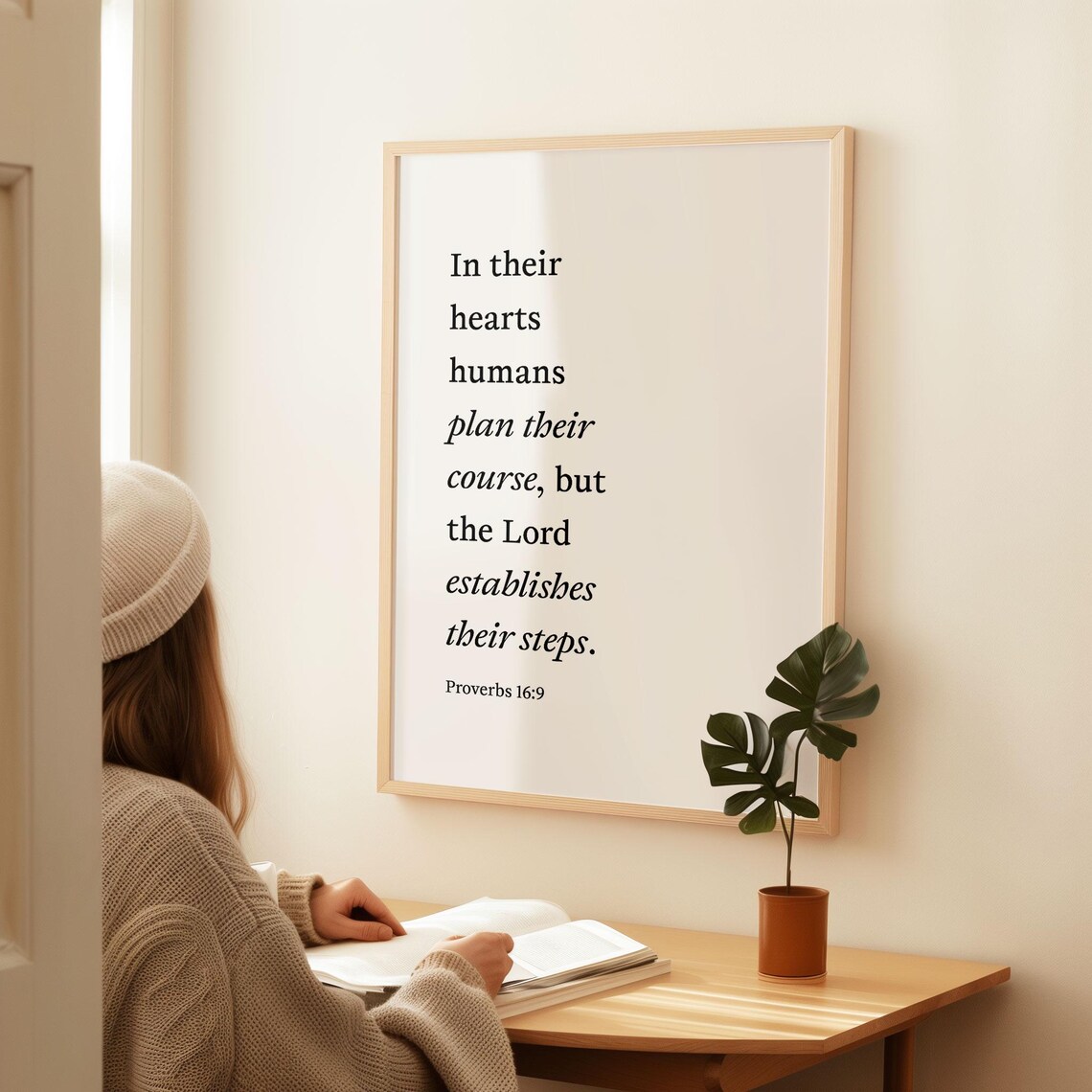 Proverbs 16 9 The Lord Establishes Their Steps Elegant Serif Verse Poster - Image 4