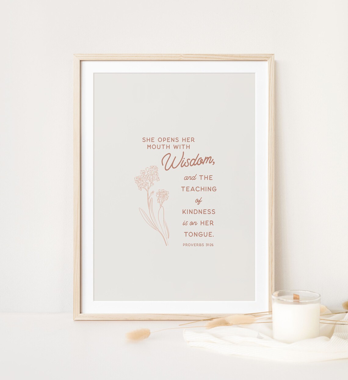 Proverbs 31:26 Scripture Art Print, Christian Decor - Image 2