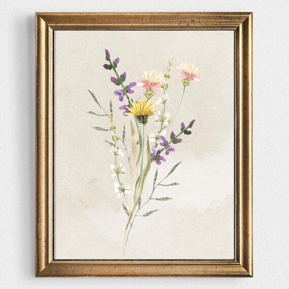 Wildflowers Vintage Watercolor French Decor Art Print