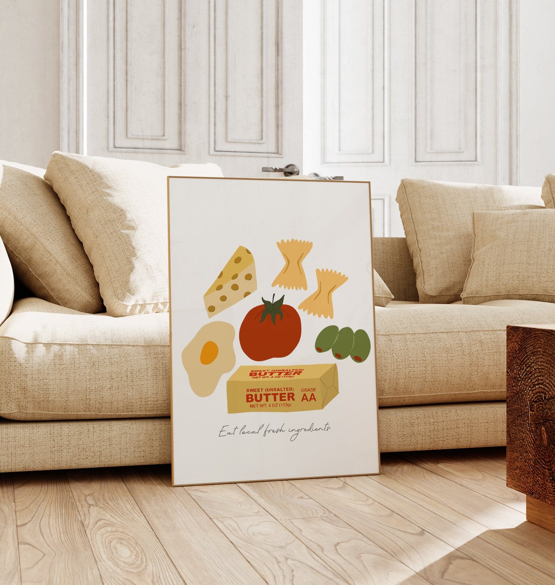 Butter Pasta Tomato Cheese Fresh Ingredients Kitchen Art Poster