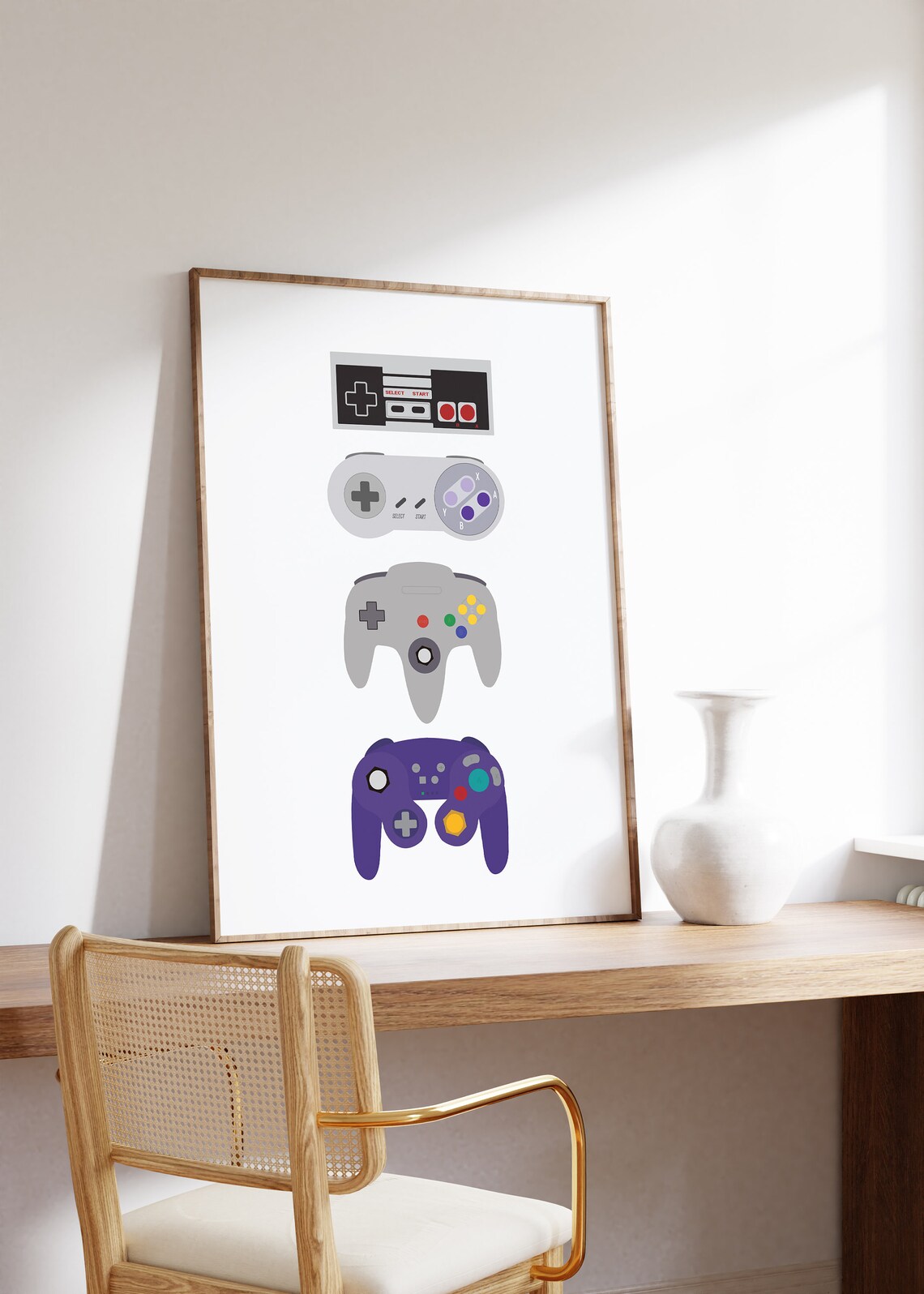 Retro Video Game Controllers Art Print - Image 2