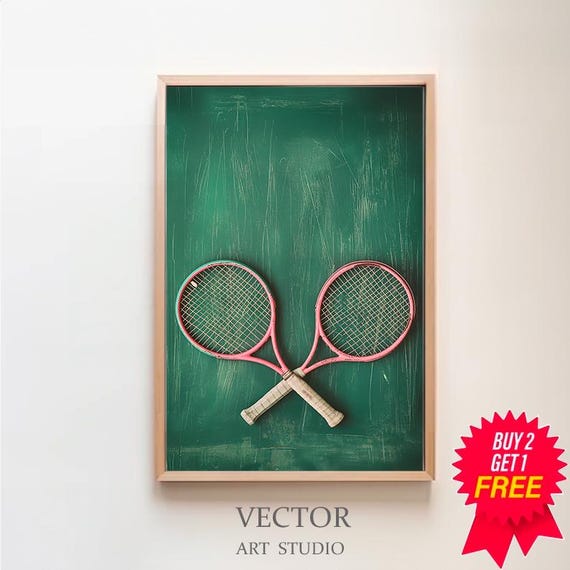 Retro Tennis Poster Girly Vintage Print Tennis Player Athlete Gift Minimalist Art Trendy Wall Art Pink Racket Art Coquette Room Decor