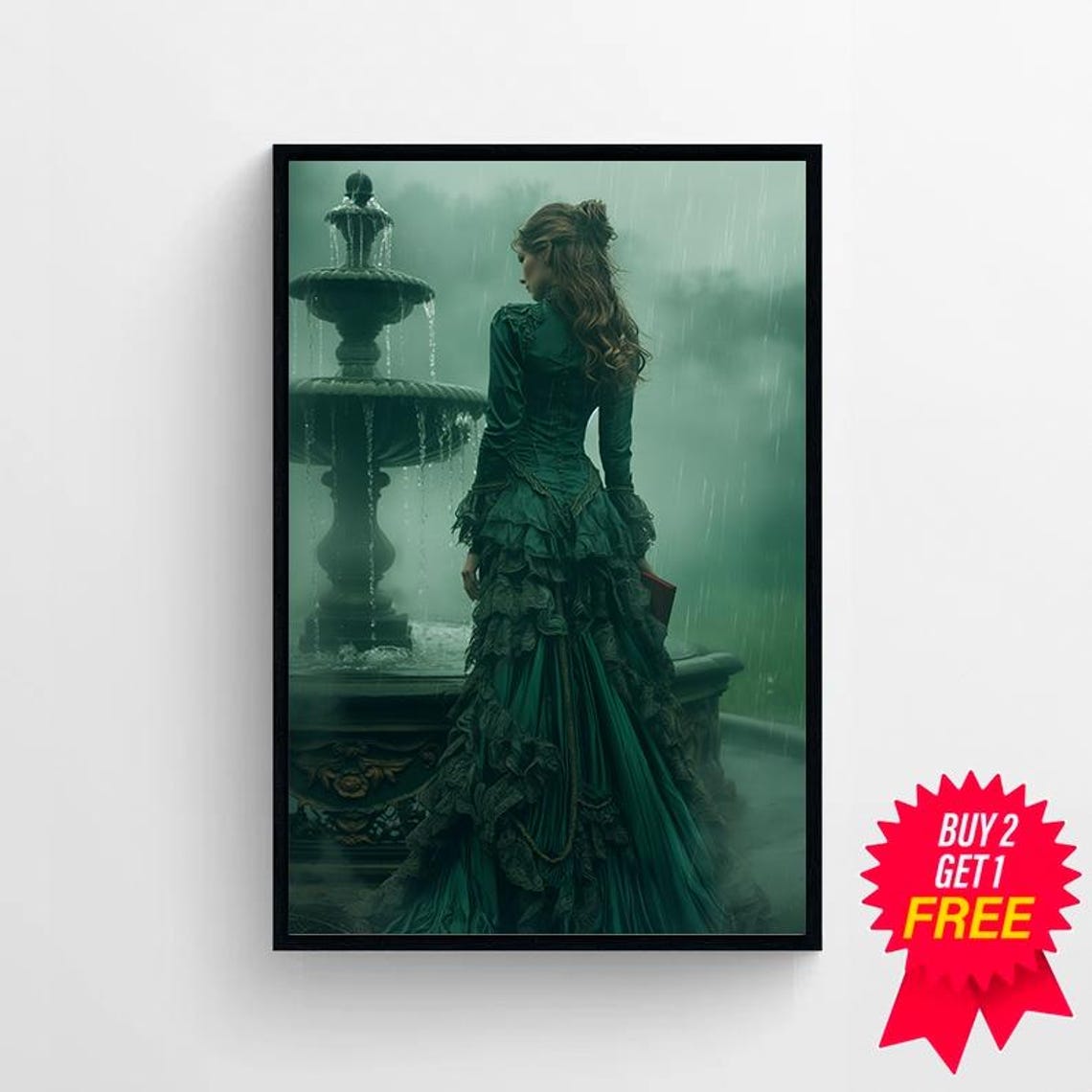 Victorian Lady By The Fountain Print Vintage Poster Art Poster Print Gothic Victorian Dark Academia - Image 4