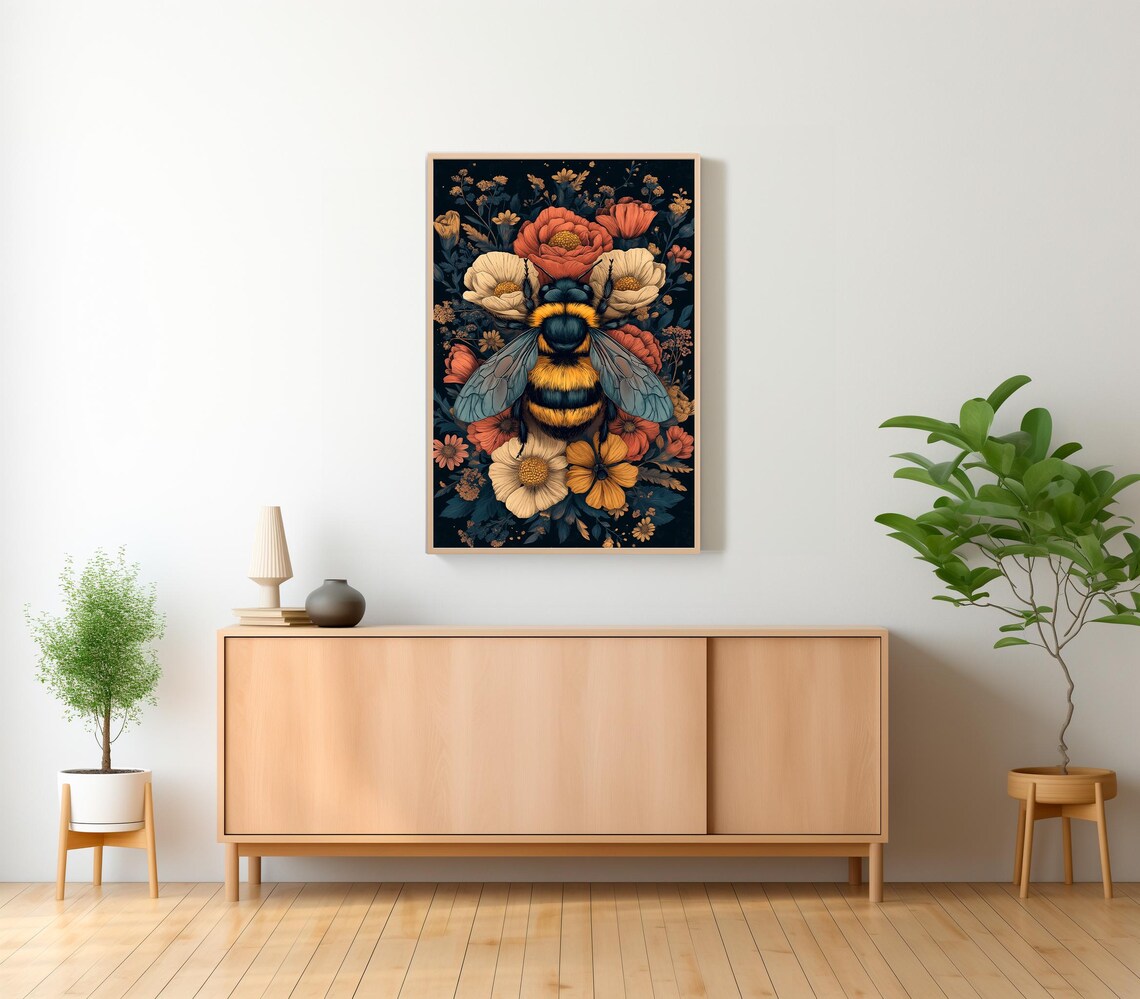 Bumblebee Art Print, Dark Cottagecore Wall Decor - Image 2