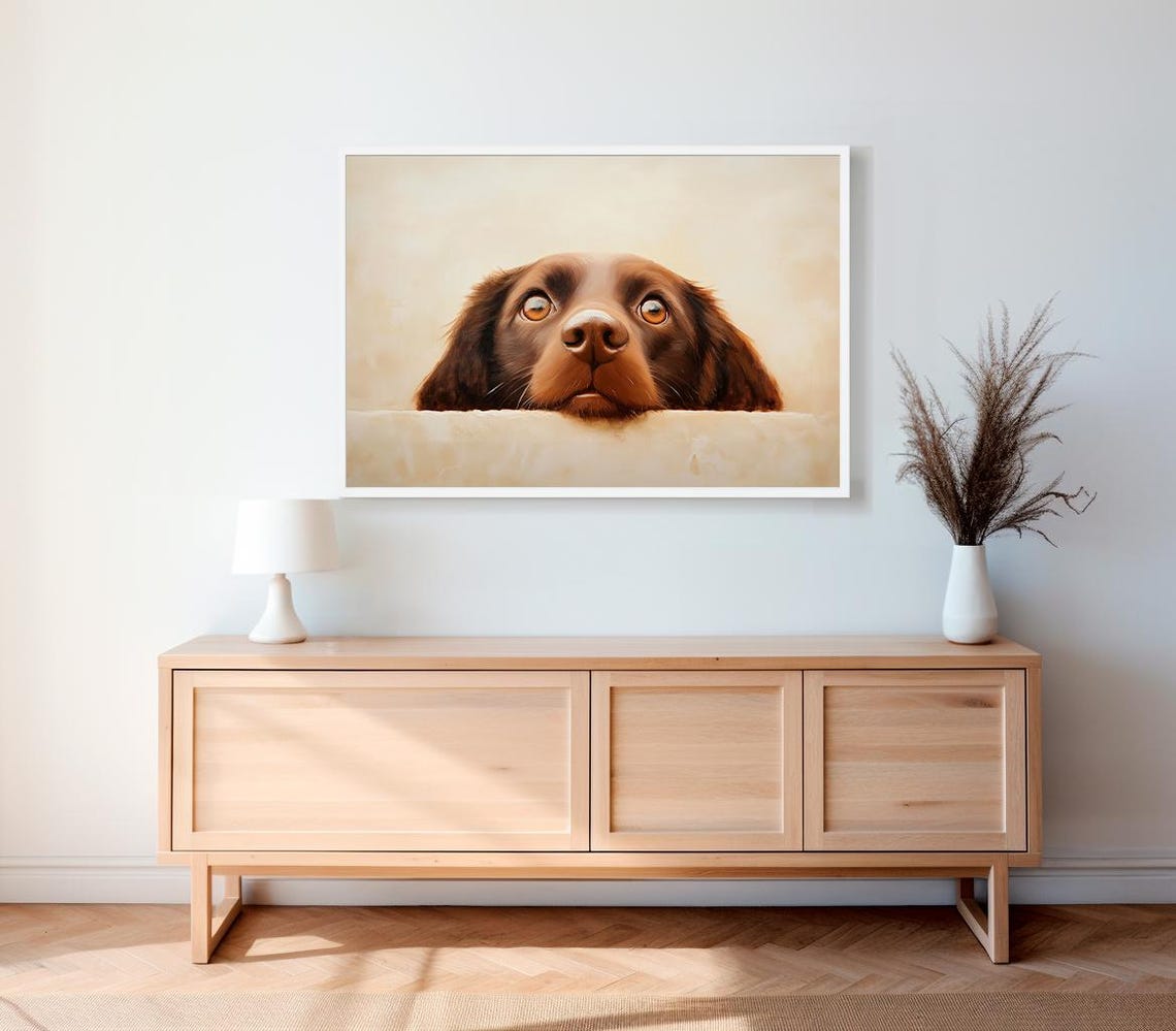 Brown Labrador Puppy Peeking Over A Ledge Minimalist Dog Poster - Image 2