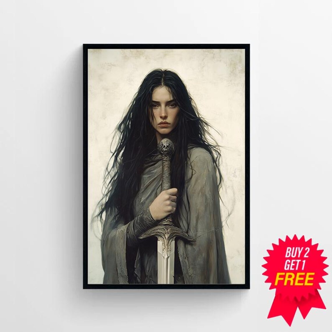 Hecate Greek Goddess of Magic Warrior With Sword Tonalism Art Poster - Image 4