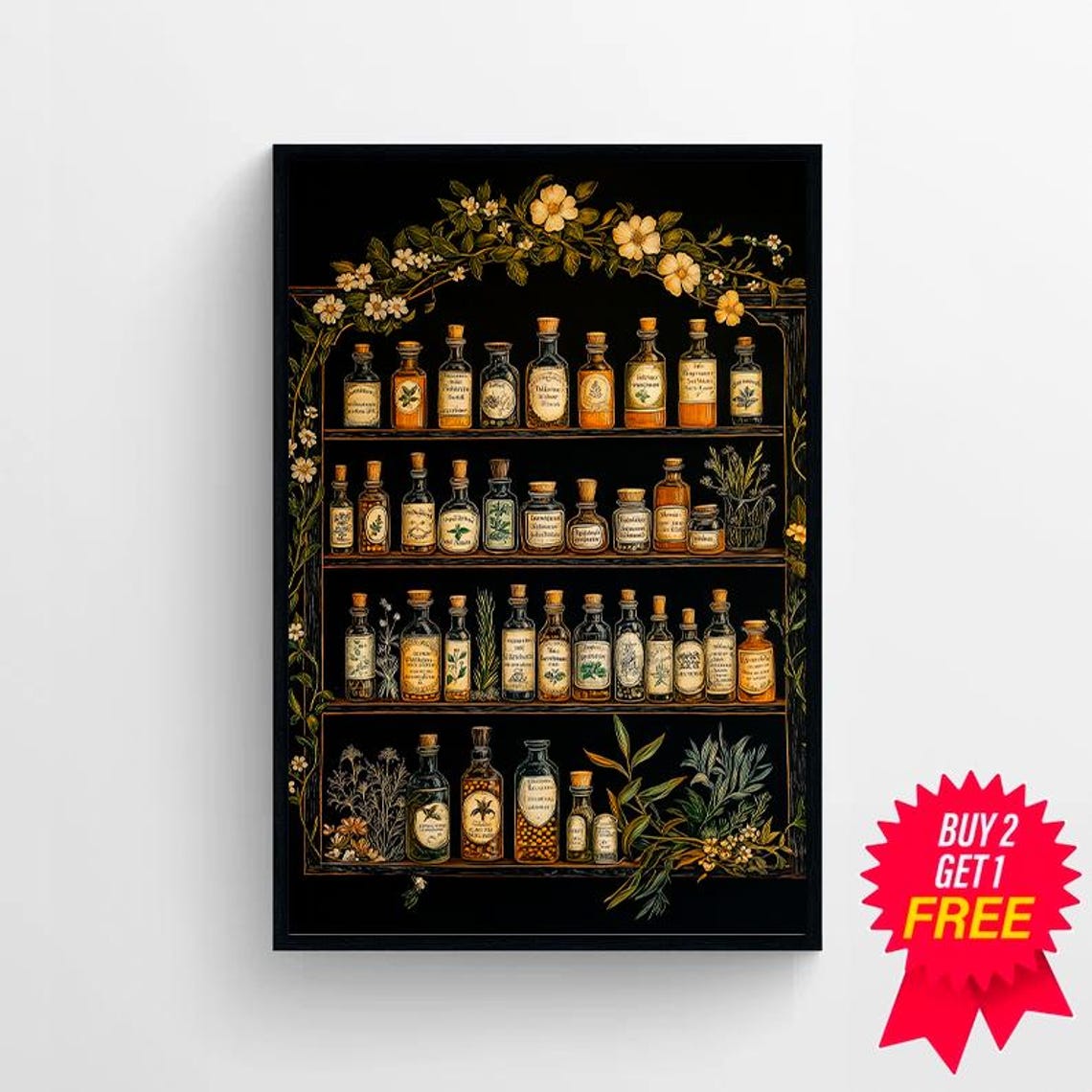 Wizard Apothecary Shelf Dark Botanical Cottagecore Wall Poster - Image 4