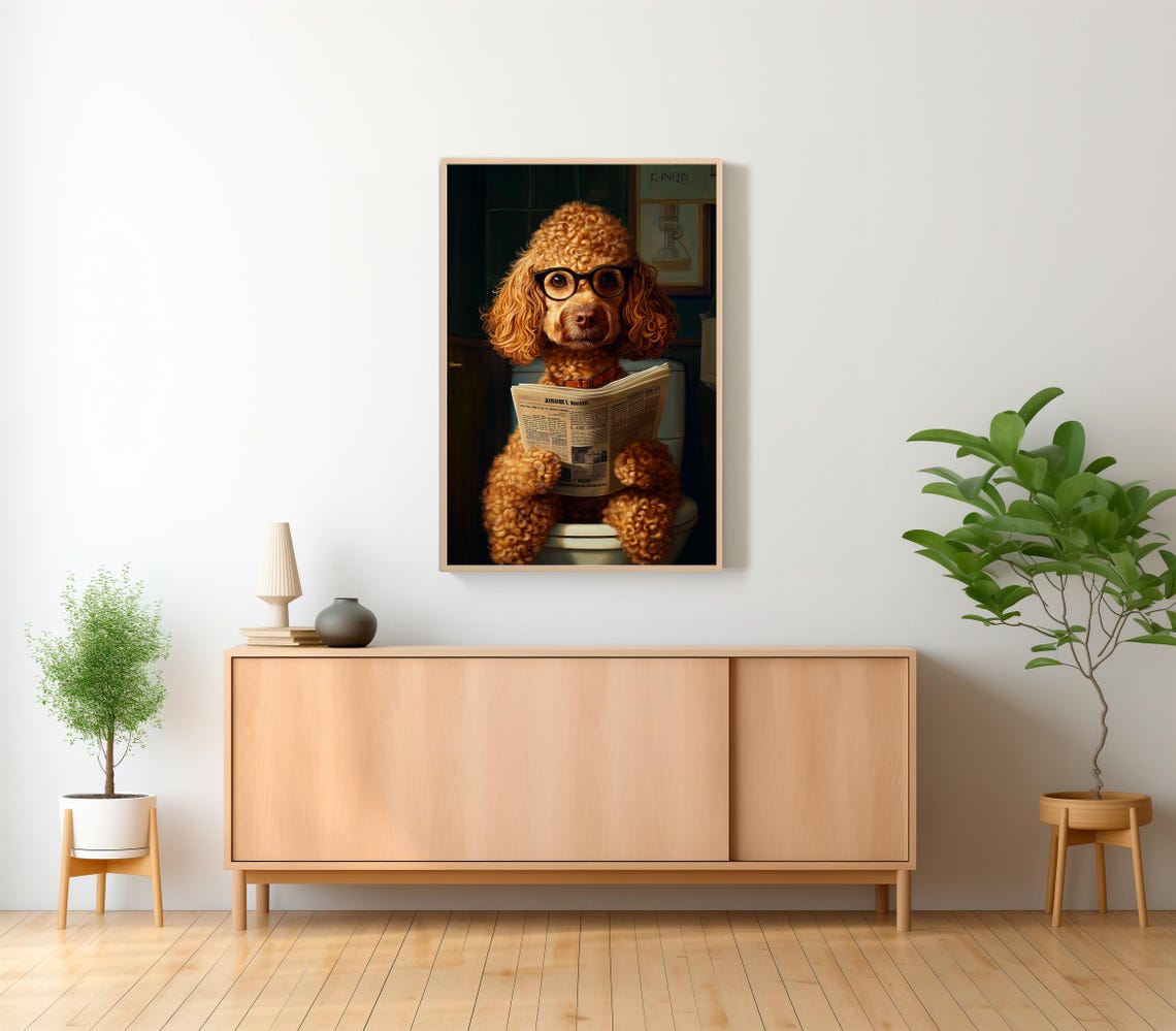 Goldendoodle Auf Toilette Badezimmer Bild Goldendoodle Geschenk Funny Picture Einrichtung Ideen Badezimmer Pets Gifts Wall Art Prints - Image 2
