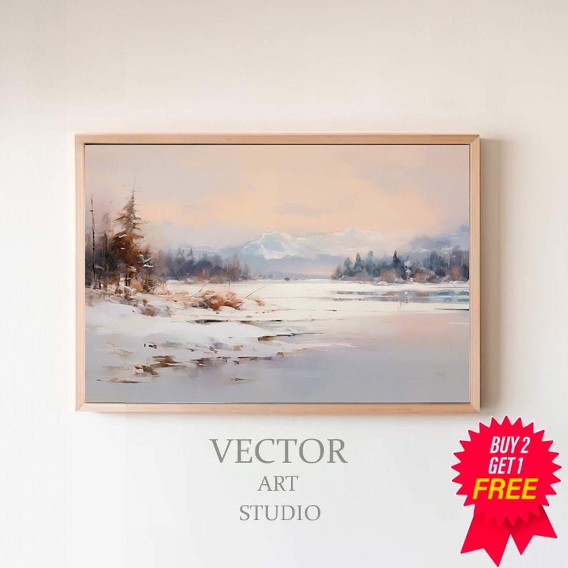Snowy River Valley at Sunrise With Distant Mountain Peaks Poster