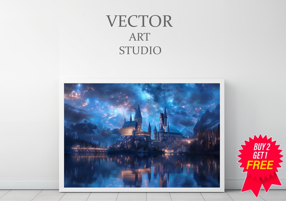 Wizard School Vintage Castle, Van Gogh-Inspired Poster - Image 3