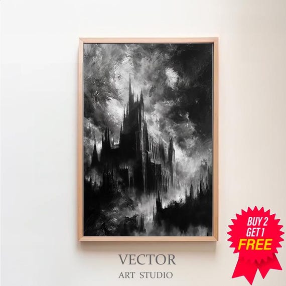 Draculas Castle Vintage Print Home Decor Victorian Vampire Dark Art Occult Poster Wiccan Art Witchcraft