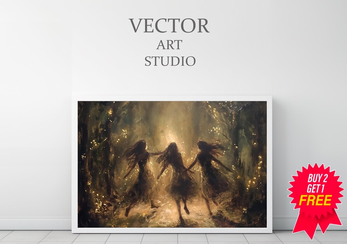 Fairies Vintage Wall Art Fae Witchy Moody Wall Art Dark Art Cottagecore Girls Room Decor Girly Whimsical Wall Art - Image 3